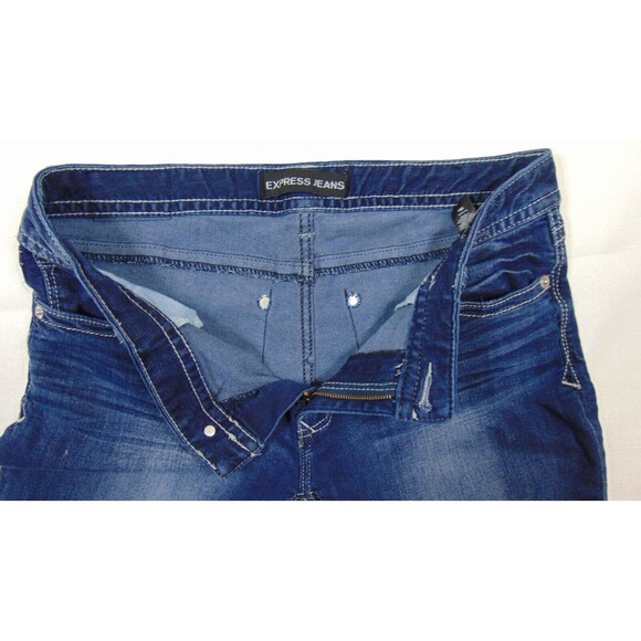 Express Stella Low Rise Bootcut Dark Wash Denim Jeans Womens Size 12 Blue - Picture 5 of 10
